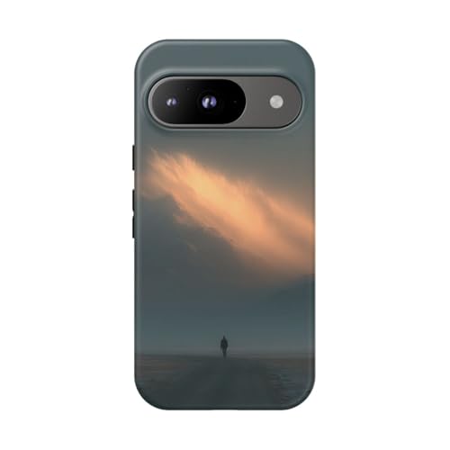 Coque Google Pixel 9 Misty Mountain bleu mat une invitation poétique au voyage