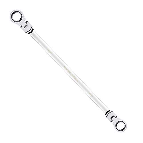Image of BULLTOOLS Flex-Head Extra Long Ratcheting Wrenches Double Box End Chrome Vanadium Steel 72-Tooth Wrench with Metric 9 mm x 11 mm