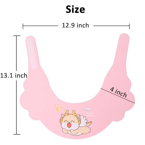 Image of Baby Shower Cap Shield, Soft Adjustable Kids Bath Visor Hat Shampoo Washing Hair Protection Cartoon for Toddler children (Pink Dragon)
