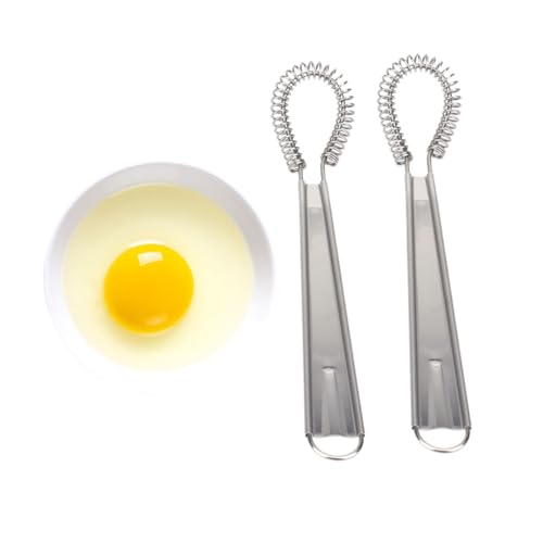 Alipis 2個 ステンレス製スプリング手動泡立て器 ハンドヘルドクリーム攪拌器 軽量コンパクト キッチン用卵かき混ぜ器 調理 ベーキング対