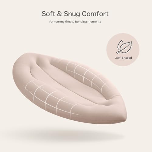 Image of Baby Lounger for Newborn: Skin-Friendly & Breathable | for 0-12 Months Infant Tummy Time Playtime & Diaper Changes - Portable & Lightweight Cushion for New Parents (Sand)