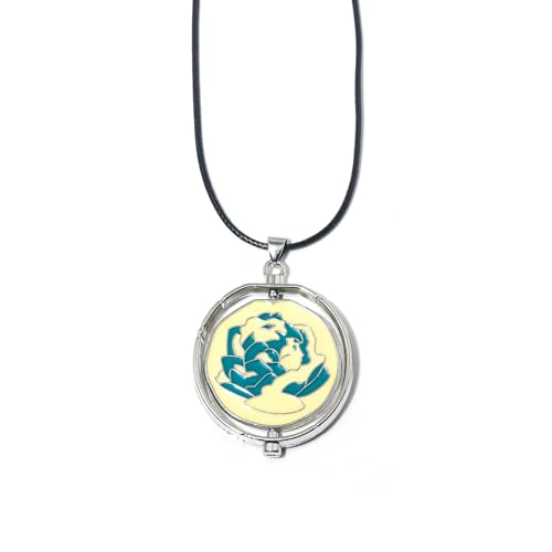 SONGCHANGJEWELRY Elegant Arcane Rose Pendant Necklace - Flip over design with delicately carved flowers - Gift to Witness Love and Friendship