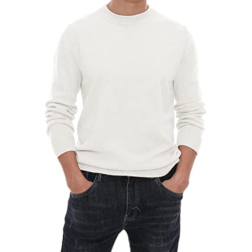 Genfien Jersey de Punto Hombre Cuello Redondo Sueter Manga Larga Slim Fit JerséIs Suave Cálido Autumn-Winter Cover