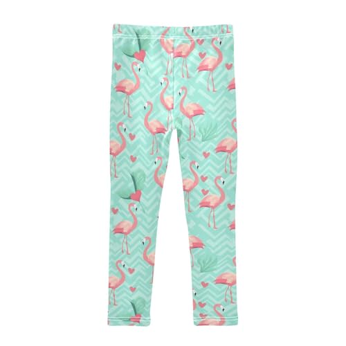 Flamingo Hearts Girls' Leggings Toddler Doodles Kids Yoga Pants Dance Active Tights 4T2