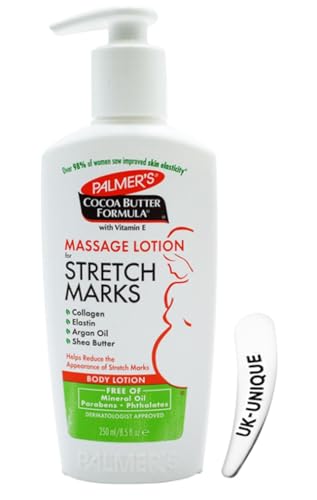 Palmers Cocoa Butter Formula 250ml Cocoa Butter Stretch Mark & Scar Removal Cream and Body Moisturiser for Dry Skin with Cosmetic Spatula for Mess-Free Application. (1 250ml)