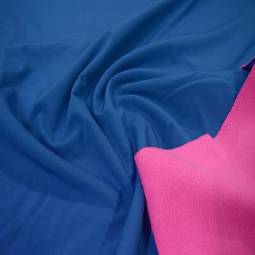 Fabrics-City Tejido Softshell de imitación de neopreno azul y rosa estampado, aspecto de goma, tela de doble cara, tela para exteriores, espuma para proyectos de costura, espuma acolchada, venta por