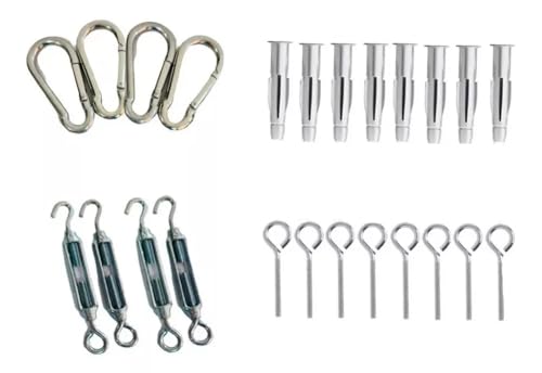 Kit de Instalação para Tela Decorativa Sombrite Buchas Ganchos Mosquetões