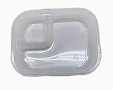 PEPPERLONELY 8' x6'x 1 1/2'Inch Disposable Clear 2 Compartment Plastic Nacho Tray For Chips Cheese...