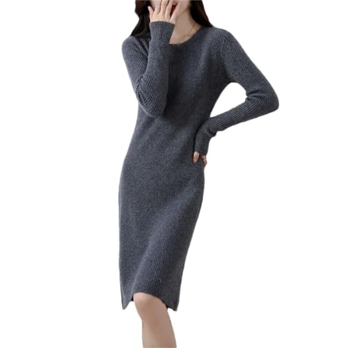 Robe en maille 100% laine chaude et épaisse de style épuré pour femme