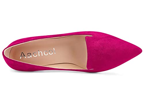 Aachcol Women Stiletto Mid Low Heel Pumps Slip-on Pointed Toe Dress Shoes Office Party Wedding Suede 2.5 Inch4