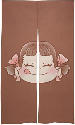 ぺこちゃん のれん 玄関 キッチン ロング カーテン 間仕切り 断熱 おしゃれ かわいい 目隠し 暖簾 リビング 階段 キャラクター 86x143cm