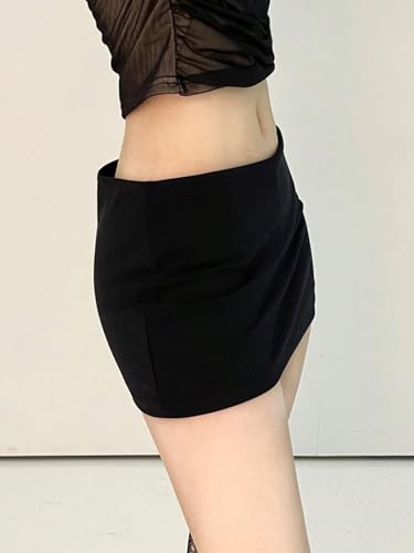 Solid Color Low Waist Short Mini Skirt Summer Basic Women's Summer Casual Vinage Skirt4