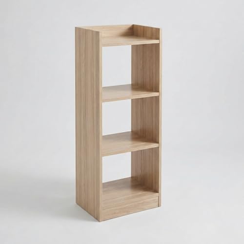 Image of Trio 3-Tier Multipurpose Bookshelf & Storage Rack, Compact Engineered Wood Organizer Stand for Home & Office, 80x33x22cm (Light Oak)