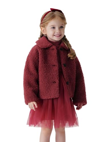marc & janie Girls French Vintage Faux Lamb Wool Coat Loose Lapel Coat Outerwear 241098