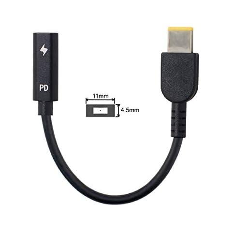 JSER Xiwai Type C USB-C Female Input to Rectangle Power PD Charge Cable fit for Laptop 18-20V (11.0x4.5mm for ThinkPad) Cover