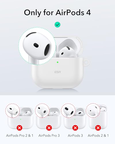 Image of ESR for AirPods 4 Case, Compatible with AirPods 4th Generation Case (2024) (USB-C), Magnetic Lid Lock, Full Drop Protection Cover, Cloud Soft Case, White