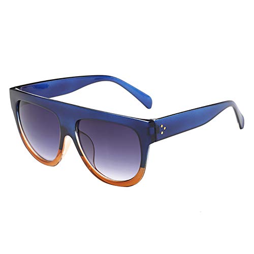 Preisvergleich Produktbild Drawihi Damen Sonnenbrillen Runder Rahmen Polarisierte Sonnebrille im Freien Brille (Zweifarbiger Augenrahmen + Blau)