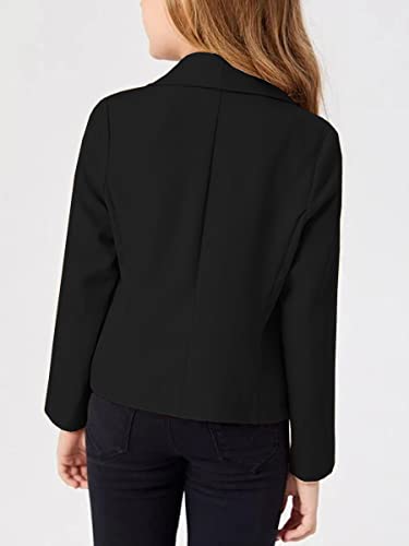 Girls Blazer Jacket Solid Color Lapel Suit Open Front Long Sleeve Blazers for Kids Girls Size 5-14 Years2