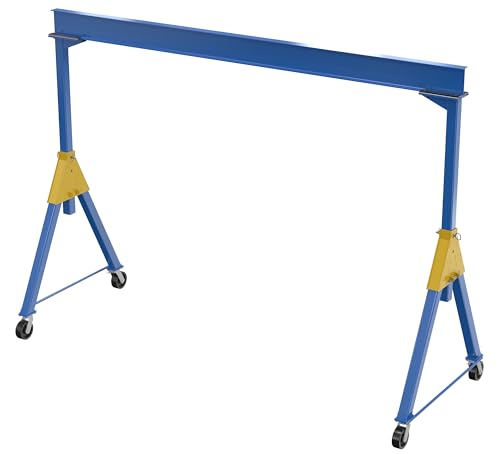 Vestil FHSN-8-15 Steel Knockdown Fixed Gantry Crane with Phenolic Casters 15 Ft. 8000 Lb. Capacity Blue