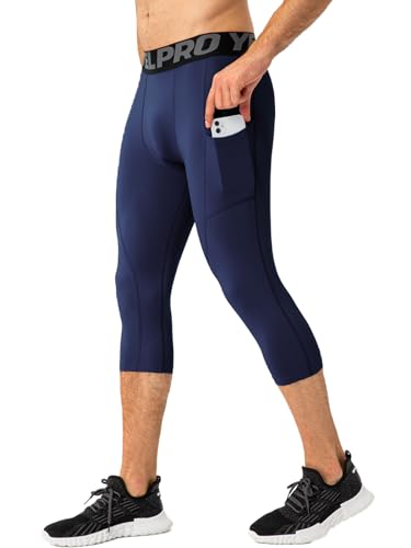 3er-Pack Herren 3/4 Kompressionshose, Dry Fit Herren Laufleggings 3/4 Strumpfhosen Workout Gym Capri Hose Fußball Basketball, 1 Packung Marineblau, Mittel 3er-Pack Herren 3/4 Kompressionshose, Dry Fit Herren Laufleggings 3/4 Strumpfhosen Workout Gym Capri Hose Fußball Basketball, 1 Packung Marineblau, Mittel