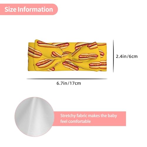Hot Dog Yellow Print Baby Girl Bows Headbands Baby Girls Newborn Headbands Infant Toddlers 0-6 Months3