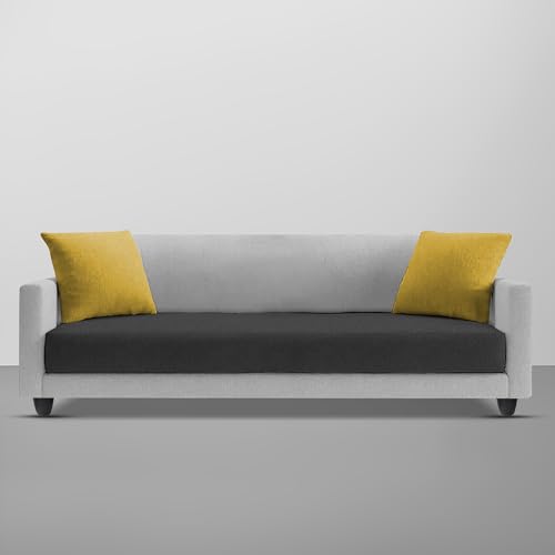 Image of Casaliving Dominic 3 Seater Sofa Set for Living Room (Black Grey Fabric) Premium Fabric Sofa