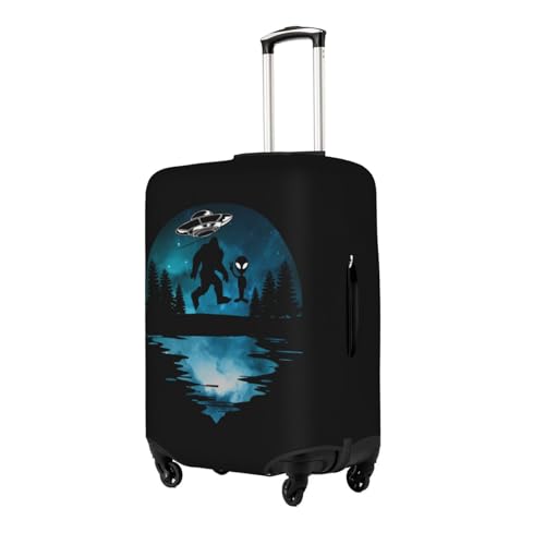 Travel Luggage Cover Ufo Alien And Bigfoot Moon 2 Fashion Washable Baggage Suitcase Protector Fit For Luggage Small2