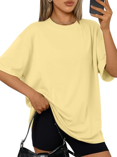 Image of Trendy Queen Womens Oversized T-Shirts Short Sleeves Workout Tops | Casual Summer Gym Tees Plus Size Fashion Clothes 2026