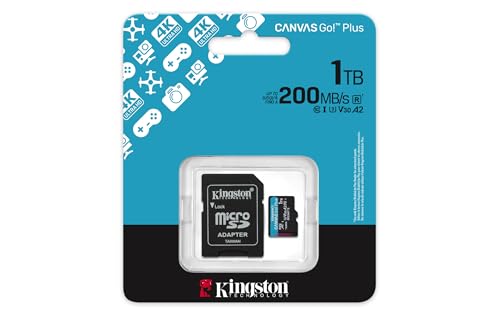 Image of Kingston Canvas Go Plus 1TB microSD Card | Up to 200MB /s | Class 10, UHS-I, U3, V30, A2 | SDCG4 /1TB