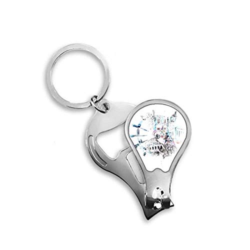 Coupe-ongles robuste Tour Eiffel et Big Ben en acier au design aquarelle exclusif