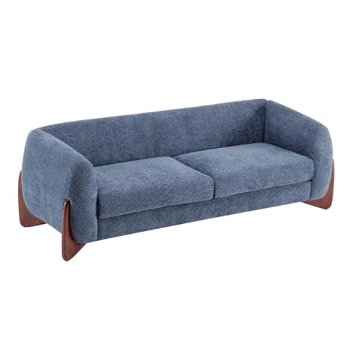 Image of Upholstered 3 Seater Sofa Three Seater Sofa with Wooden Legs for Living Room Hotels & Offices (3 Seater Blue)