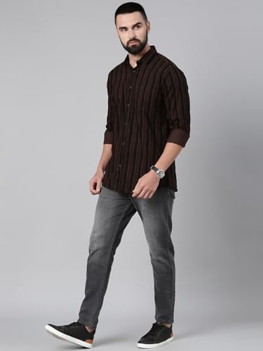 Image of Majestic Man Men's Standard Slim Fit Striped Pure Cotton Casual Shirt