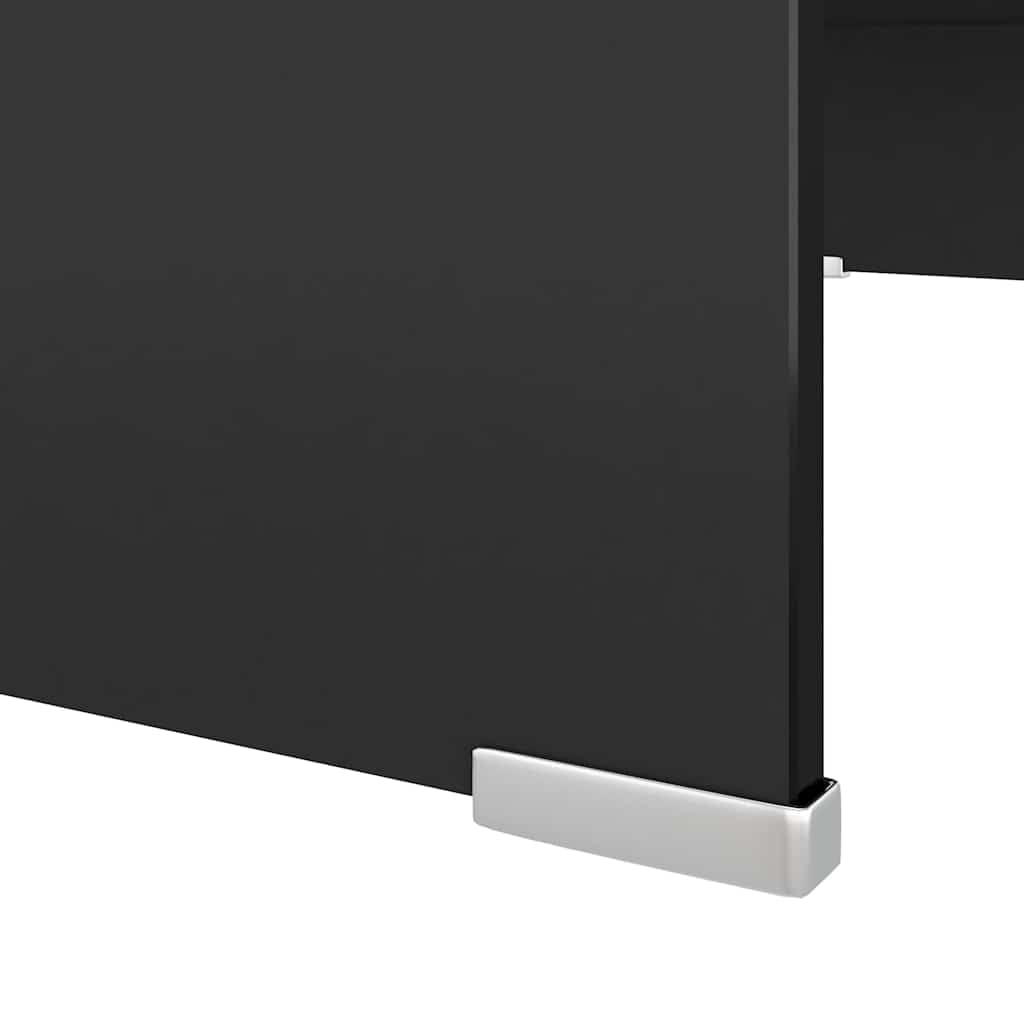 Szklana podstawka pod monitor i telewizor 70x30x13 cm hartowane szkło czarna półka na biurko pod laptop konsolę DVD router oszczędność miejsca ergonomiczny kąt widzenia