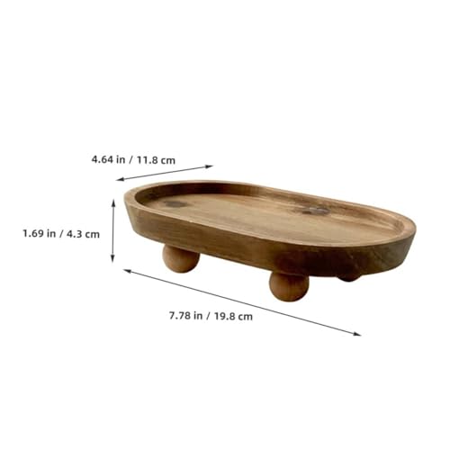Bandeja redonda de madera ovalada para soporte de elementos pequeños 7