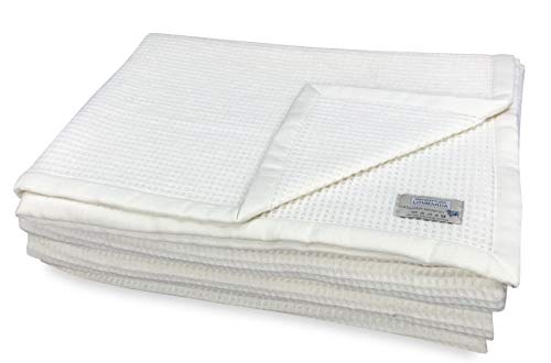 Tex family Manta de pura lana de cachemir y merino, de verano, ligera, nido de abeja, para cama de matrimonio, 2 plazas