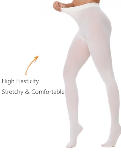 Image of DUCMODA Womens 80 Denier Opaque Tights, Women's Soft Solid Color Footed Pantyhose, High Waist Stocking with 30+ Colors