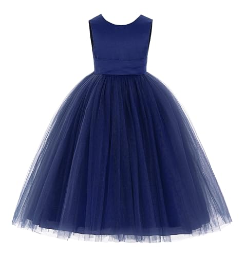 Girls Elegant Birthday Party Sleeveless Tulle Dress Mesh Tulle 3-8 Years Old Sweet Wedding Flower Girl Bow Knot