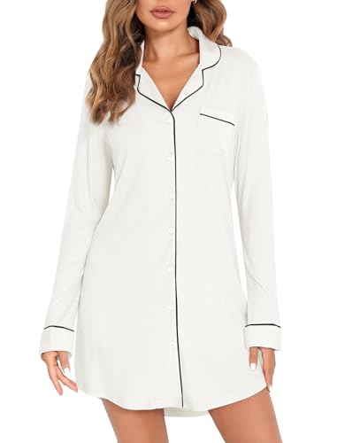 Image of Leikar Nightgowns for Women Button Up Labor Delivery Gown Sleep Shirts