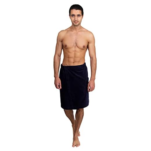 TowelSelections Men's Wrap, Shower & Bath, Terry Velour Towel Large/X-Large Navy