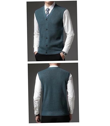 Men Single Breasted Sleeveless Knitted Cardigan Men V-Neck Patchwork Button Office Casual Warm Sweater Vest3