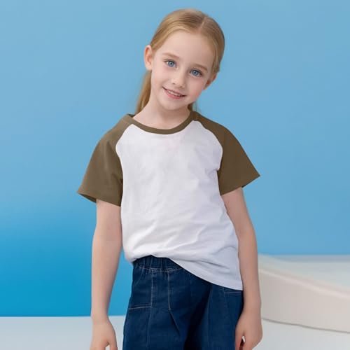 Boys Girls Summer Comfy Cotton T-Shirts Cute Casual Colorblock Raglan Short Sleeve Crewneck Tee Tops for Kids 3-14 Years4