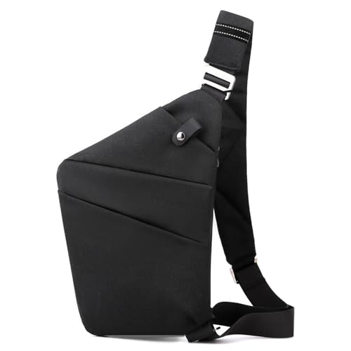 SOUUXIU Chest Bag for Men/Women, Black, 32*20*2cm / 12.6*7.87*0.79in, Unisex-Adults, Utility Style, Zipper Closure