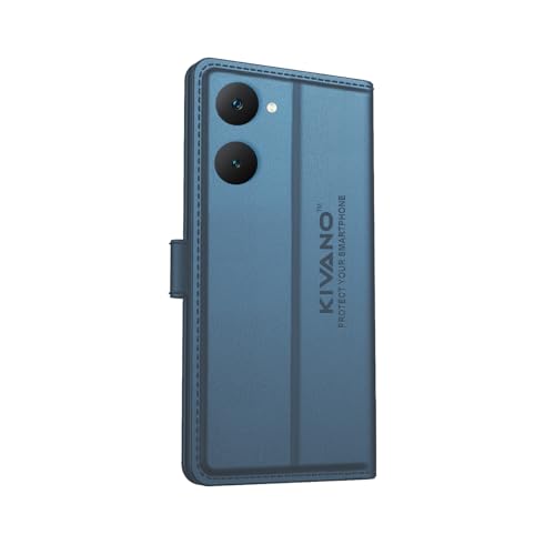 Image of Compatible with iQOO Z9 Lite 5G / Vivo Y28S 5G / Vivo T3 Lite 5G / Vivo Y18 4G / Vivo Y18e 4G / Vivo Y18i 4G Flip Cover | Leather Finish | Inside Pockets & Inbuilt Stand Blue