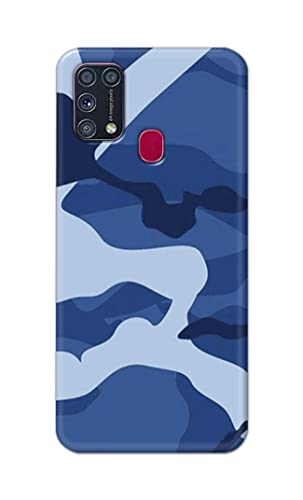 Image of Printed Hard Back Cover Case for Samsung Galaxy M31 | Samsung Galaxy M31 Prime Back Cover (Army Blue Pattern) -203