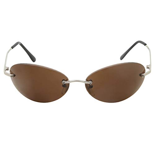 Men's Rimless Sunglasses | Matrix Morpheus NEO Type Costume Black Round Oval4
