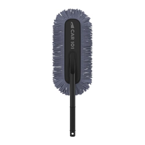 Image of CAR101 Daily Use Twisted Loop Microfibre Car Duster | Microfibre Bristles | Scratch-Free Cleaning | Ergonomic Grip Handle | Reusable Car Cleaning Brush | Easy Dust Removal for Car & Bike - Grey
