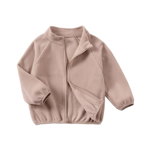 Toddler Kid Polar Fleece Sweatshirt Solid Color Long Sleeve Stand Collar Zipper Closure Cardigan Lightweight Jacket