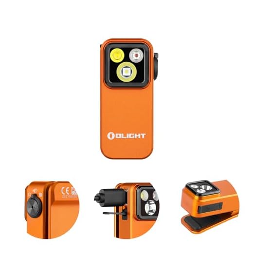 OLIGHT Oclip Pro EDC Flashlight with Flood, Red Light, Tri-Light Source 500 lumens Rechargeable Pocket Light, Easy to Magnetic Attach and Clip-on for Hiking, Working and Daily Use - Orange