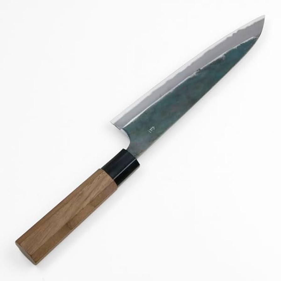 和牛刀 180mm 青紙1号 両刃 Amazon | 元兼 和牛刀 両刃 180mm 青紙1号 割込み 黒打ち仕上げ