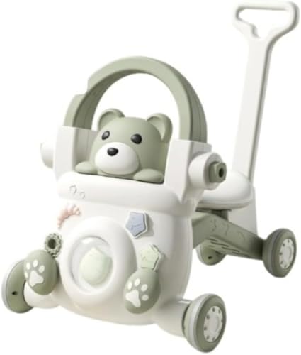 YAKINO 4 in 1 ベビーウォーカー、ベビーカー、三輪、子供用多機能乗馬玩具、押し棒付き、歩行練習知育玩具、おしゃれでかわいい、ベビーギフト、1〜4歳の誕生日プレゼント (抹茶グリーン,4 合 1)